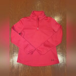 Under Armour Women's Storm Pink 1/4 Zip Pullover Loose Fit Warm Sweater Small